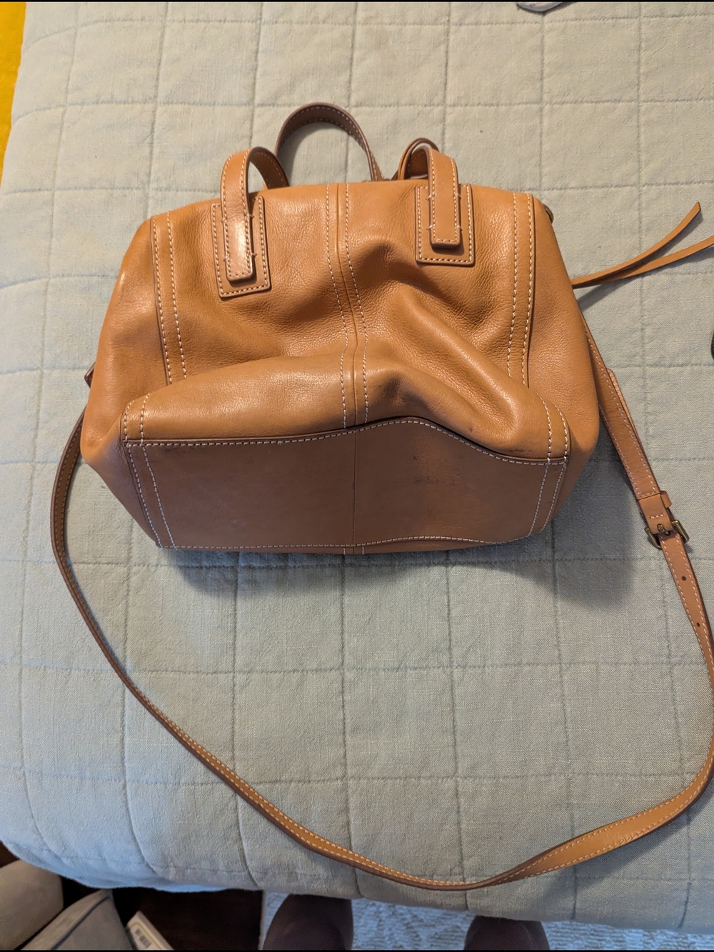 Fossil Cognac Leather Satchel with Key Charm - Picture 3 of 4
